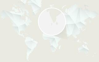 Maldives map with flag in contour on white polygonal World Map. vector