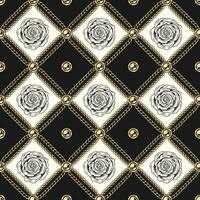 Staggered black and white pattern with roses vector