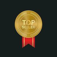 Best Seller label. Golden wreath laurel, Vector illustration