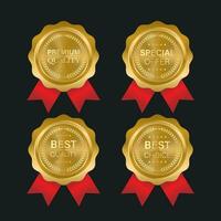 Luxury gold badges and labels premium quality product vector