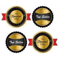 A golden collection of various badges and labels vector