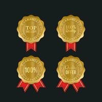 Collection of blue top quality badges with gold border vector