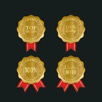 Collection of blue top quality badges with gold border vector