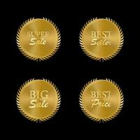 ollection of blue top quality badges with gold border vector