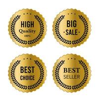 Luxury gold badges and labels premium quality product. vector