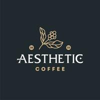 modern coffeeshop logo. coffee bean with plant branch hipster minimal logo vector with leaf simple line outline icon for cafe
