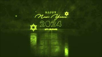 2024 Happy New Year Lets Celebrate flasing neon text video