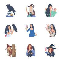 Set of Magic Characters Flat Illustrations vector