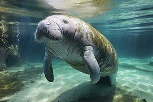 Florida manatee in clear water photo