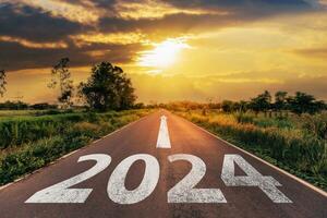 New year 2024 or straight forward road to business and strategy of future vision concept. photo