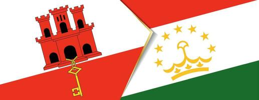 Gibraltar and Tajikistan flags, two vector flags.