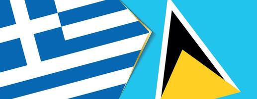 Greece and Saint Lucia flags, two vector flags.