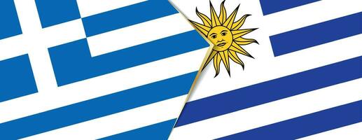 Greece and Uruguay flags, two vector flags.