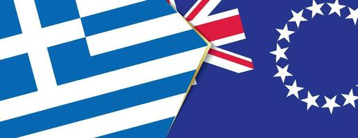 Greece and Cook Islands flags, two vector flags.