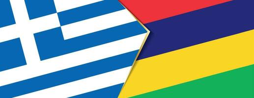 Greece and Mauritius flags, two vector flags.