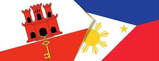 Gibraltar and Philippines flags, two vector flags.