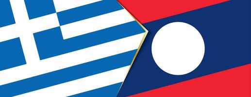 Greece and Laos flags, two vector flags.