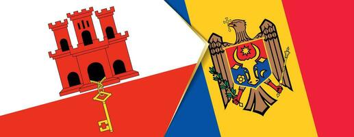 Gibraltar y Moldavia banderas, dos vector banderas