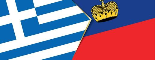 Greece and Liechtenstein flags, two vector flags.