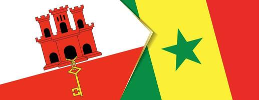 Gibraltar and Senegal flags, two vector flags.