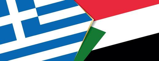 Greece and Sudan flags, two vector flags.