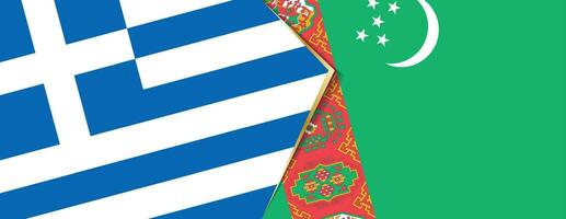 Greece and Turkmenistan flags, two vector flags.