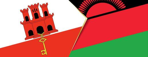 Gibraltar and Malawi flags, two vector flags.