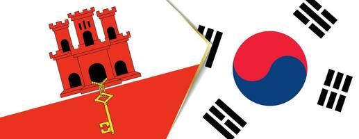 Gibraltar y sur Corea banderas, dos vector banderas