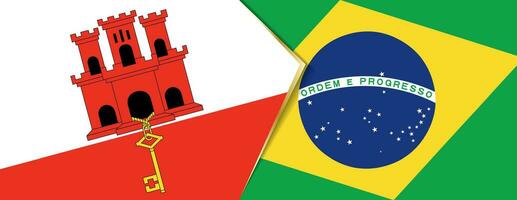 Gibraltar and Brazil flags, two vector flags.