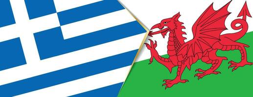 Greece and Wales flags, two vector flags.