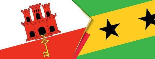 Gibraltar and Sao Tome and Principe flags, two vector flags.