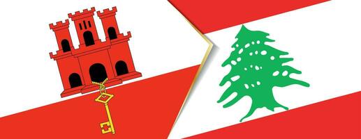 Gibraltar and Lebanon flags, two vector flags.