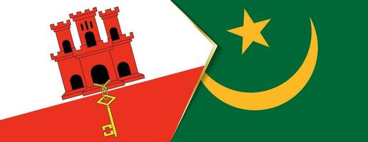 Gibraltar and Mauritania flags, two vector flags.