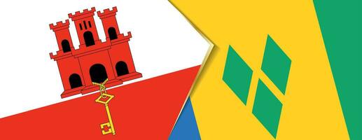 Gibraltar and Saint Vincent and the Grenadines flags, two vector flags.