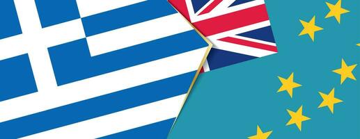 Greece and Tuvalu flags, two vector flags.