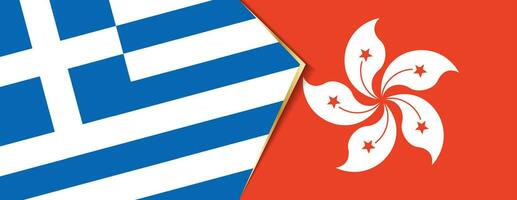 Greece and Hong Kong flags, two vector flags.