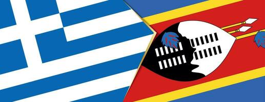 Greece and Swaziland flags, two vector flags.