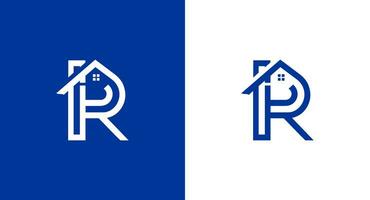 Real estate logo design template. Home and letter R logo design. vector