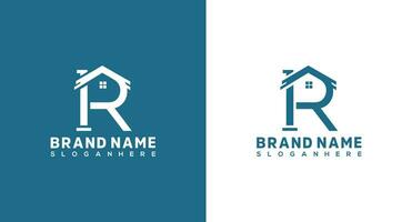 Real estate logo design template. Home and letter R logo design. vector