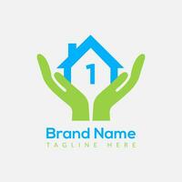 Home Loan Logo On Letter 1 Template. Home Loan On 1 Letter, Initial Home Loan Sign Concept Template vector