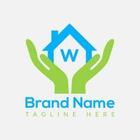 Home Loan Logo On Letter W Template. Home Loan On W Letter, Initial Home Loan Sign Concept Template vector