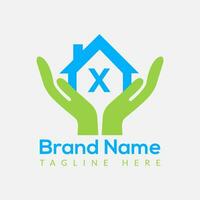 Home Loan Logo On Letter X Template. Home Loan On X Letter, Initial Home Loan Sign Concept Template vector