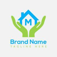 Home Loan Logo On Letter M Template. Home Loan On M Letter, Initial Home Loan Sign Concept Template vector