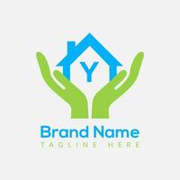 Home Loan Logo On Letter Y Template. Home Loan On Y Letter, Initial Home Loan Sign Concept Template vector