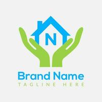 Home Loan Logo On Letter N Template. Home Loan On N Letter, Initial Home Loan Sign Concept Template vector