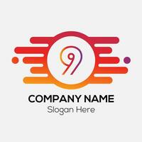 Abstract 9 letter modern initial logo design vector