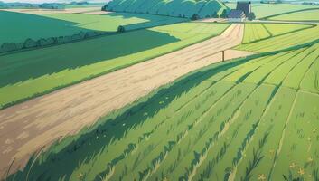 Green Pasteur Grass Field Illustration Anime Manga Visual Novel Background Wallpaper photo