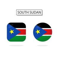 Flag of South Sudan 2 Shapes icon 3D cartoon style. vector