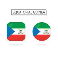 Flag of Equatorial Guinea 2 Shapes icon 3D cartoon style. vector