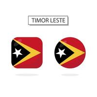 Flag of Timor Leste 2 Shapes icon 3D cartoon style. vector